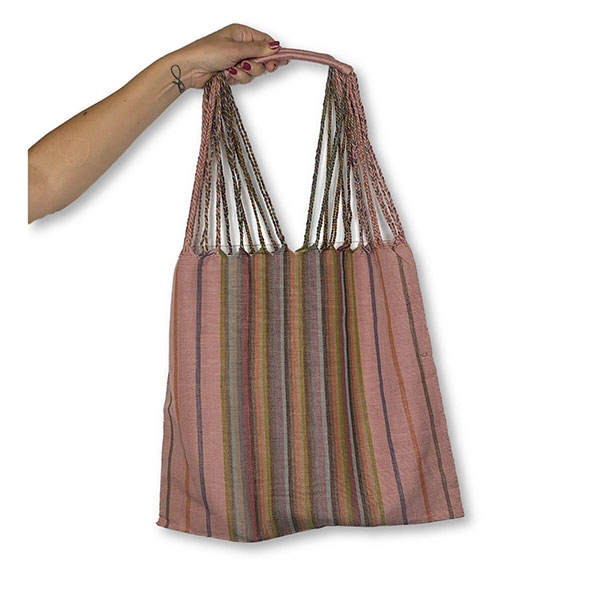 POPPY WOVEN STRIPED TOTE-PINK