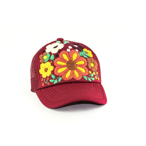 HAND EMBROIDERED HAT-MAROON
