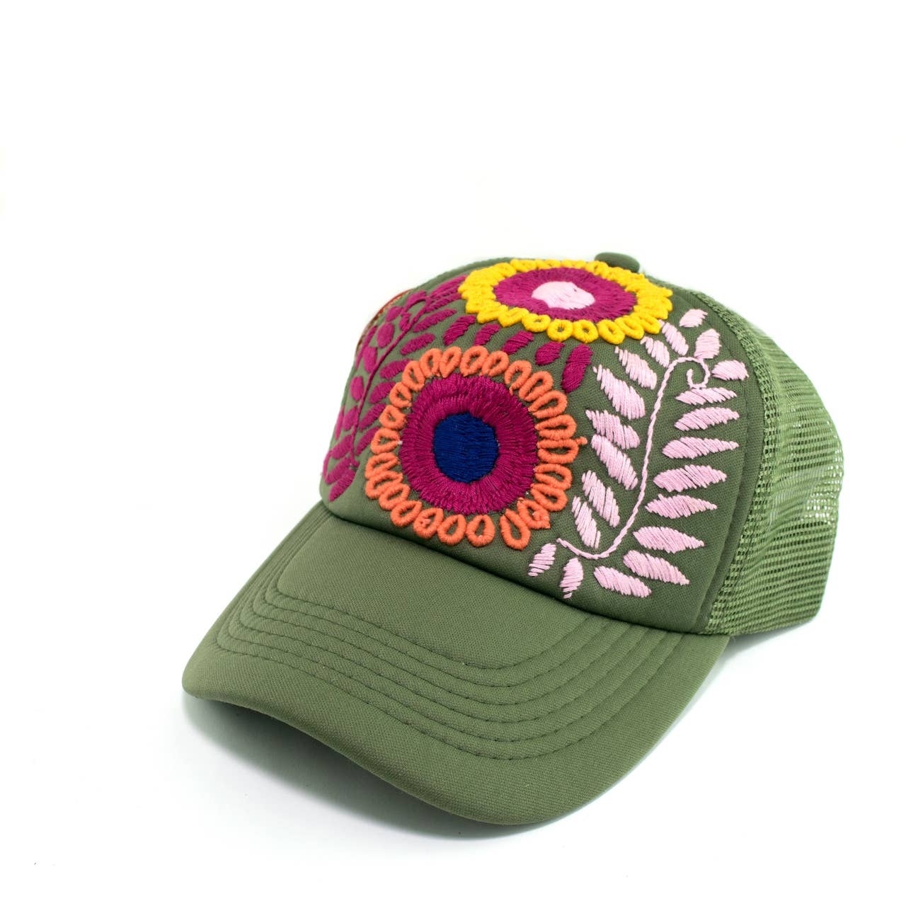 HAND EMBROIDERED HAT-GREEN